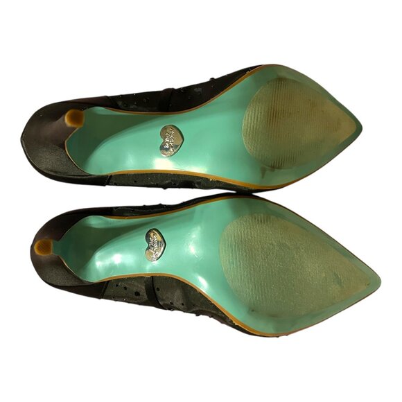 Betsey Johnson Black Rhinestone Mesh Pointy Toe Pumps - Picture 13 of 13